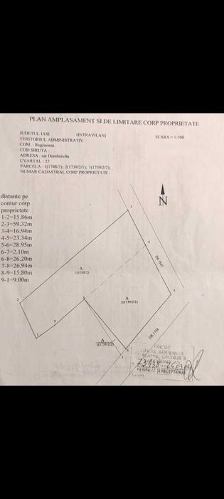 Vând teren intravilan comuna Ruginoasa, Jud.Iasi