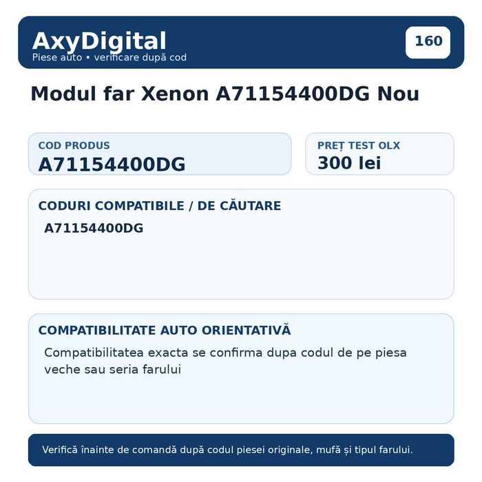 Modul far Xenon A71154400DG Nou