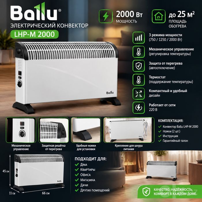 Ballu 2000 W — tez va samarali isitish! | 20$