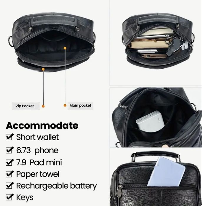 Мъжка месинджър кожена чанта/Черна и Кафява естест. кожа -10%Промоция!