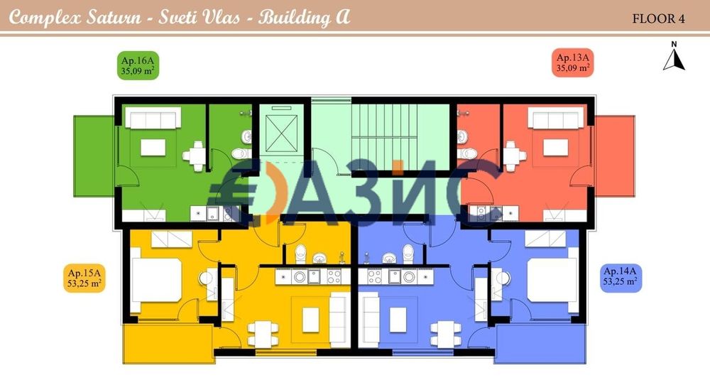 Продава се Двустаен апартамент в Свети Влас - 53 кв.м за 1461 €/кв.м - Снимка #14