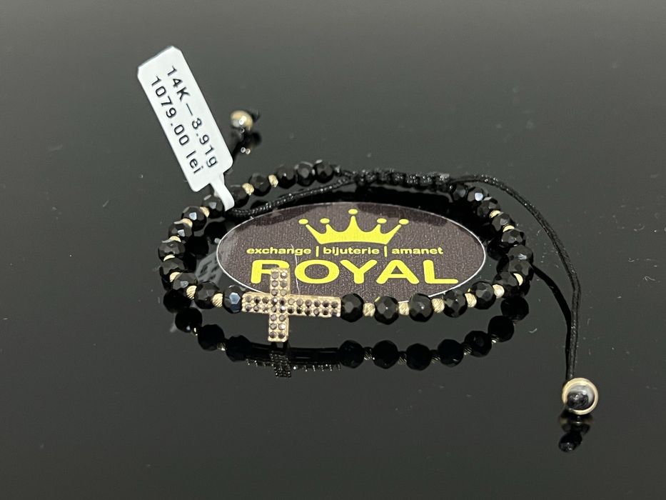 Bijuteria Royal CB : Bratara cu snur bile aur 14k 3,91 grame