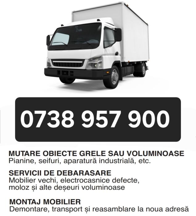 Transport mutari debarasari manipulare obiecte grele duba cu lift