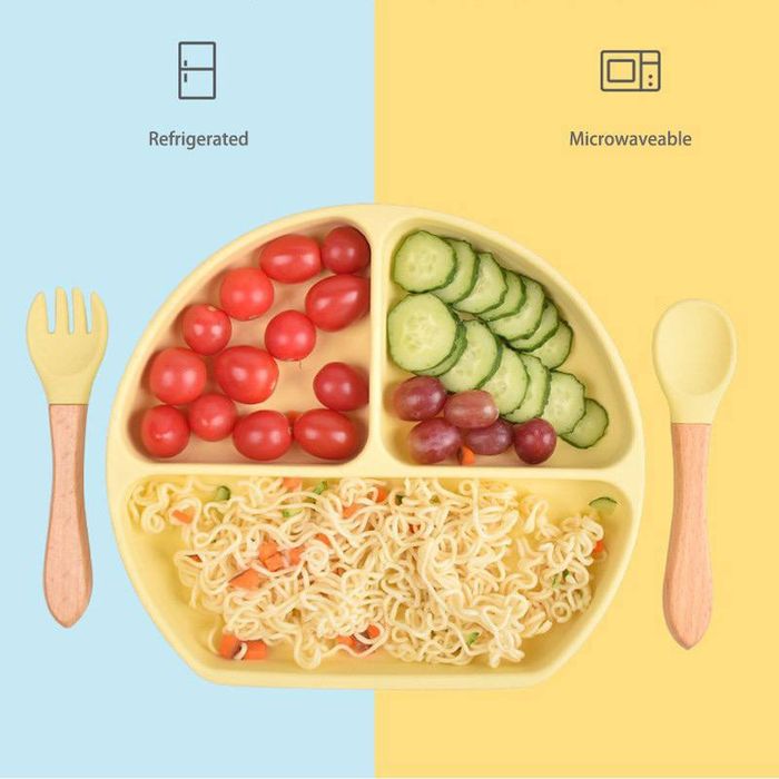 Безопасный, силиконовый детский набор посуды  первая посуда для малыша