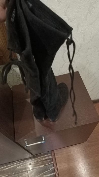 Замшевые ботфорты