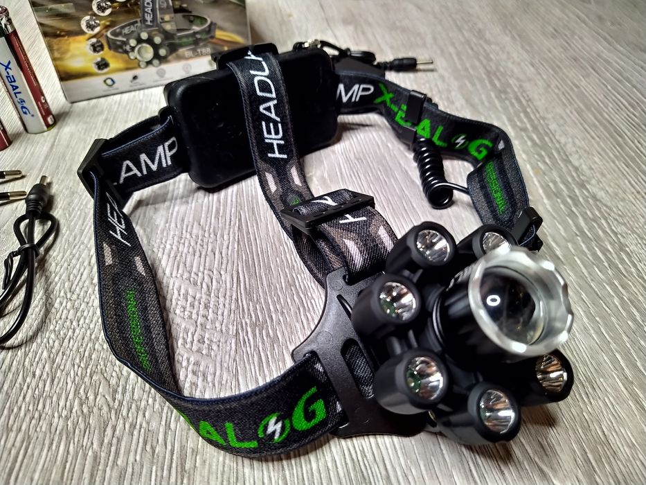 Lanterna Frontala  8 Led-uri cu acumulatori inclusi, Camping, Pescuit