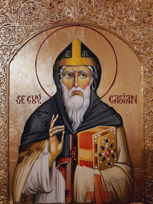 Sfantul Cuvios CASIAN, icoana pictata, 20 x 30 cm, ornament