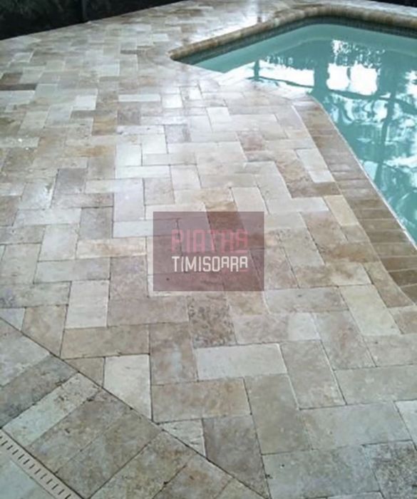 Pavaj elegant din travertin grosime 3 cm