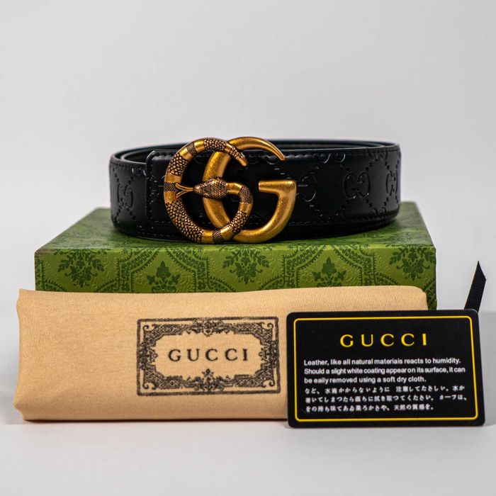 Колан Gucci Snake Double G – черен, 100% естествена кожа