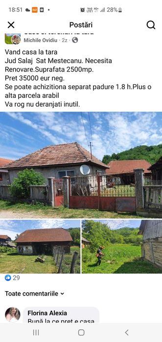 Vand casa la tara 60 km distanta de cluj