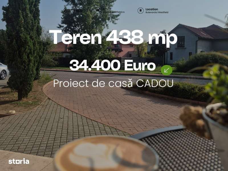 Teren 438 mp Westfield Arad + proiect casă parter inclus – 34.400 €