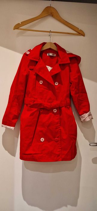 Червен детски шлифер за момиче 128/134