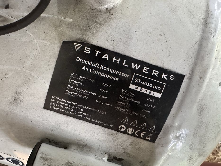 Vand compresor fara ulei 100l stahlwerk 10bari