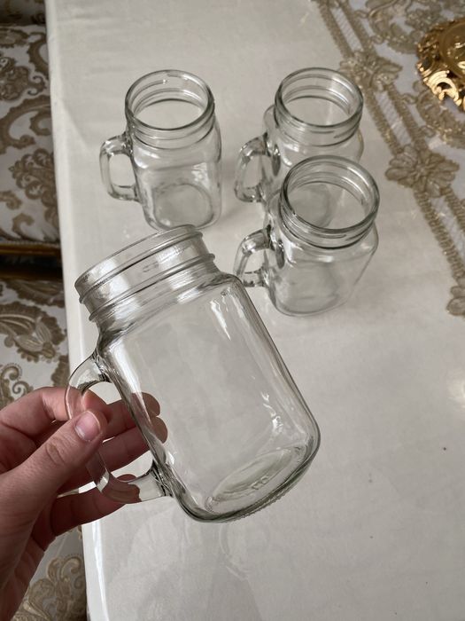 Продаются стеклянные кружки-банки , бакал