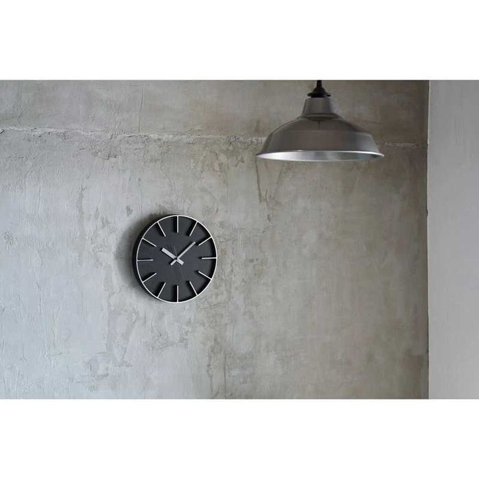 Ceas perete Lemnos Inc. AZ24-08 BK Aluminum Edge Made in Japan Negru