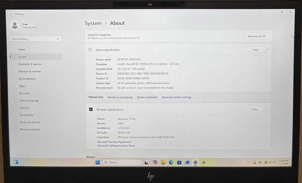MDM vinde: Laptop HP ZBook Fury G8, Intel Xeon Gen 11.