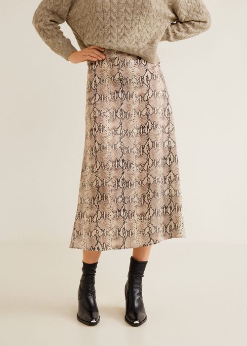 Fusta midi cu imprimeu Mango