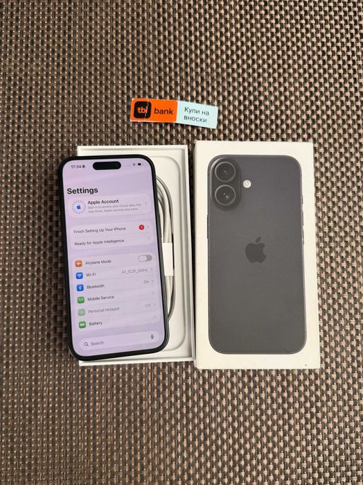 КАТО НОВ! iPhone 16 Лизинг от 20€/мес Black 128GB  черен