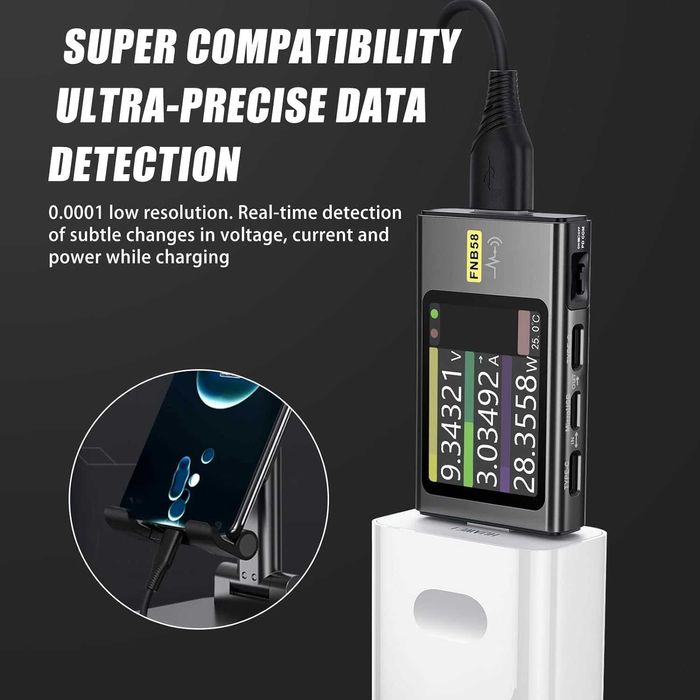USB тестер FNIRSI FNB58 с Bluetooth Измерване на напрежение и ток