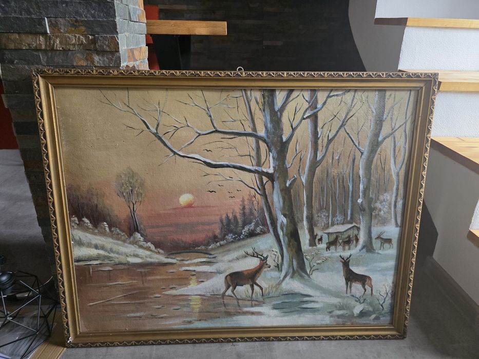 Pictură peisaj de iarna