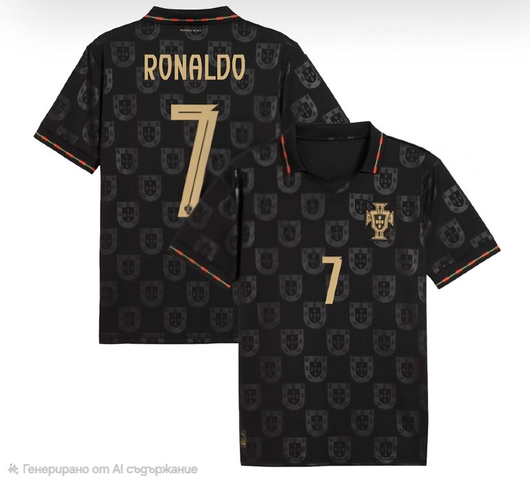 CR7 EUSEBIO Limited Черна Детска и мъжка Тениска Роналдо Португалия 2026 Световно Black