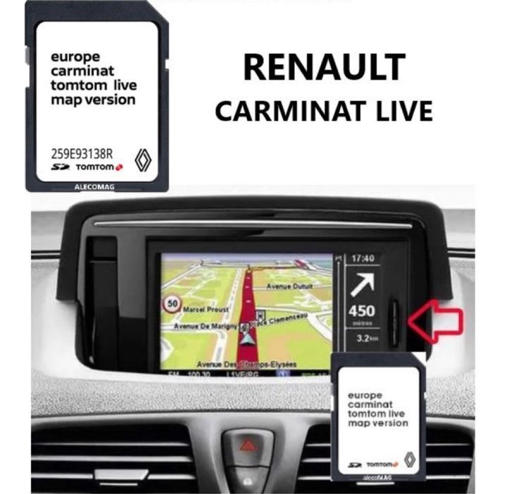 Renault card navigatie SD Card Carminat LIVE Laguna,Megane,Clio 2027 11.45