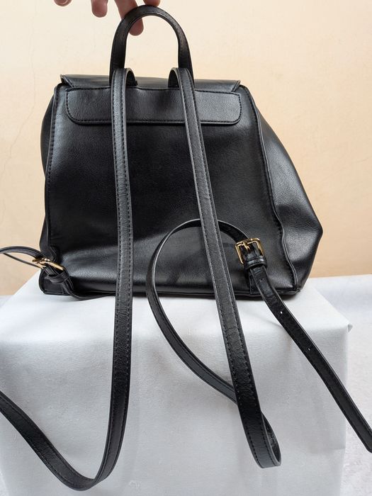 Ghiozdănel  Damă Piele Naturală Neagră Accesorii Aurii Size One Size