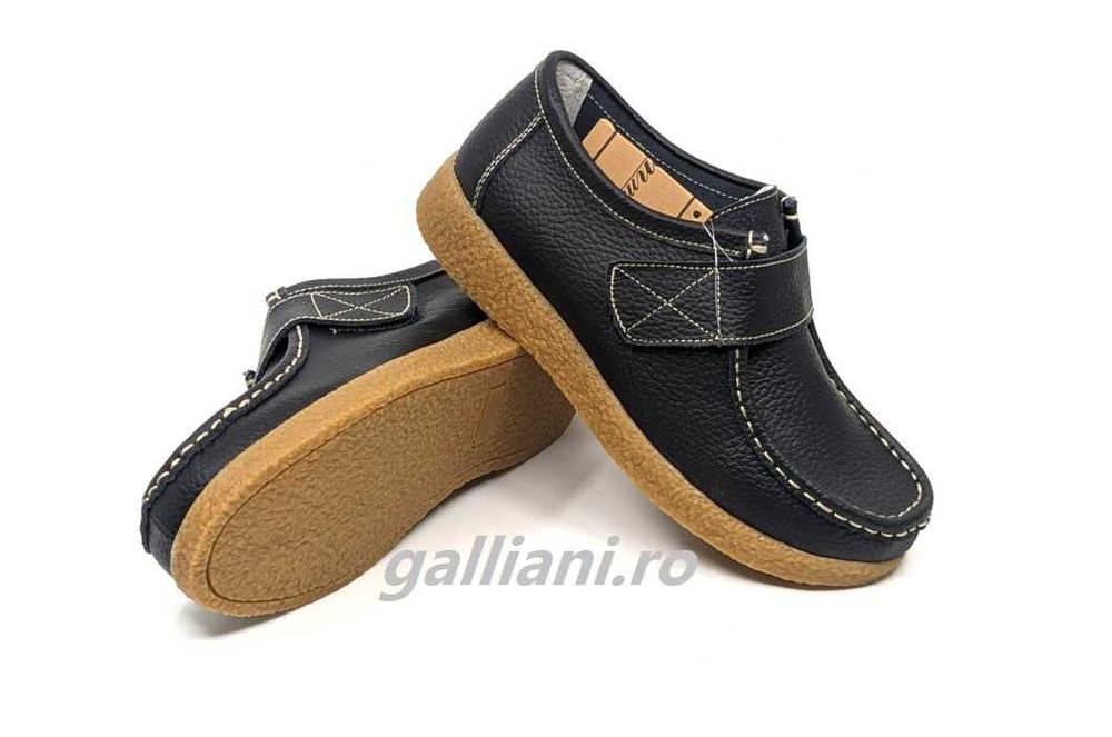 Pantofi casual negri cu arici-incaltaminte de dama din piele naturala