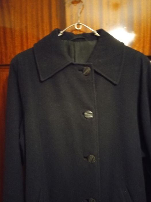 Palton dama,negru stofă lâna măsură 48