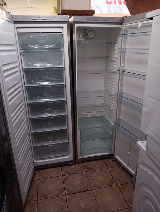 Комплект огромни иноксови фризер и хладилник  Миеле Miele 2 г.Гаранция