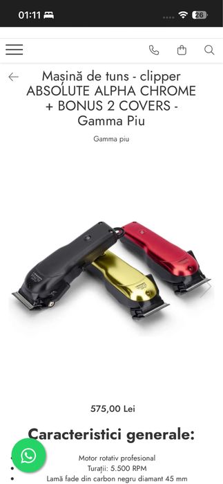 masina de tuns Gamma absolute alpha