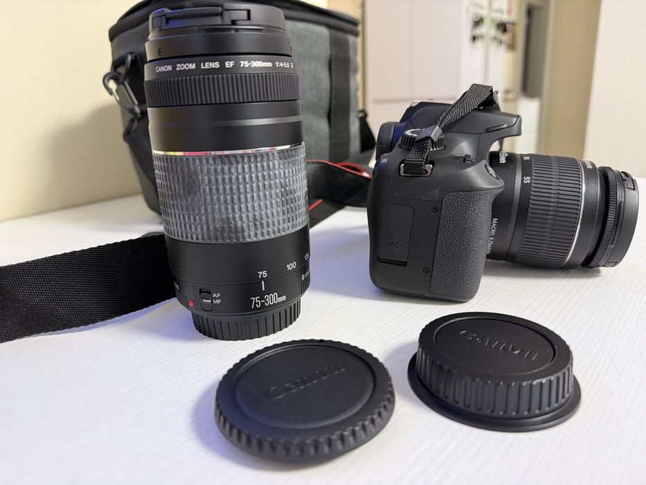 Canon EOS 4000D + 75-300mm и 18-55mm обективи Без забележки