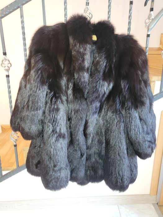 Haină lungă din blană naturală (Raton / Vulpe), stare impecabilă Premium