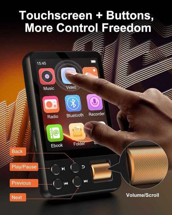 128GB MP3 плейър с Bluetooth 5.3, музикален плейър с вграден HD високоговорител, FM радио
