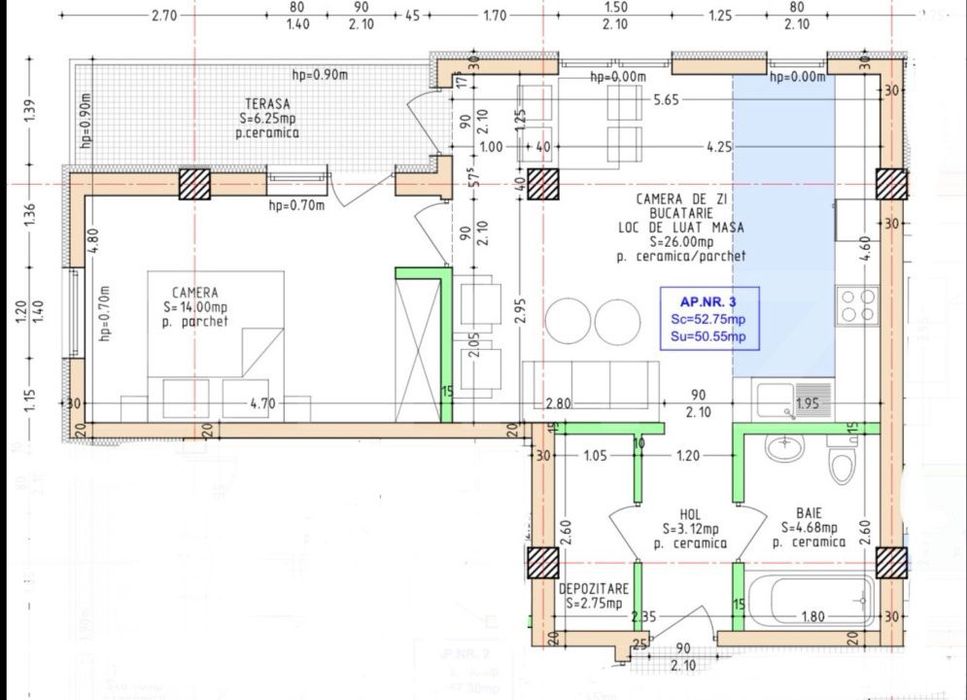 Apartament cu 2 camere, 50.56 mp, zona Independentei