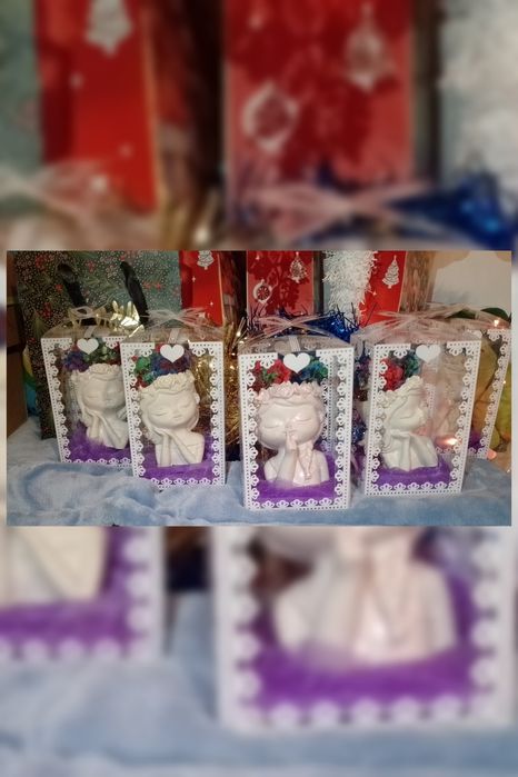 Cadou handmade din ipsos cu flori uscate