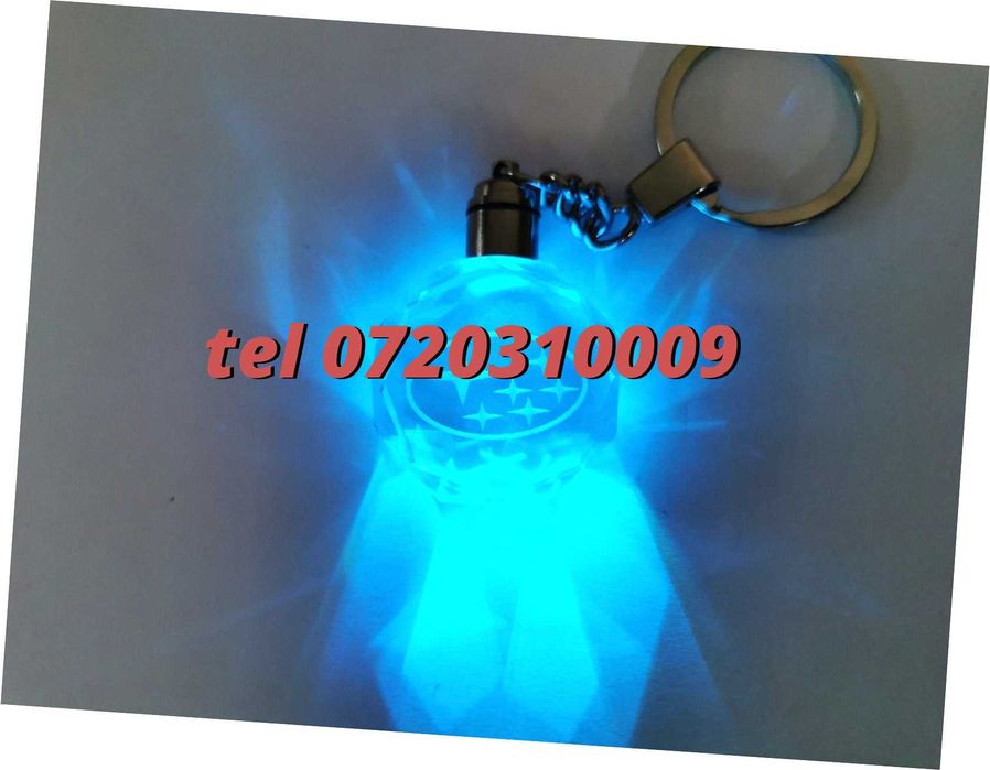 Promotie Breloc Din Sticla Led 6 Culori Subaru Logo Sau Alte Auto