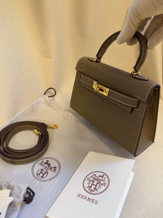 Geanta hermes kelly mini taupe- produs in stoc
