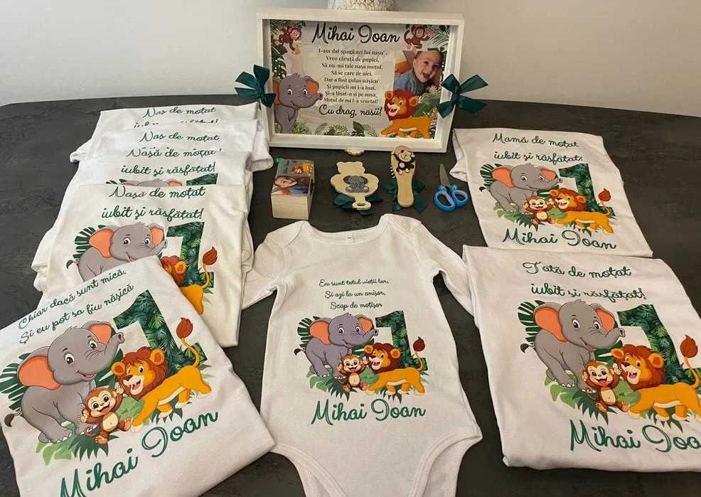 Set 4 tricouri si 1 body pentru taierea motului