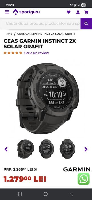 Vând ceas garmin instinct 2x Solar