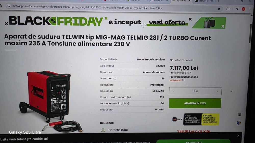 Aparat sudura Mig Mag Telwin telmig 281/2 turbo