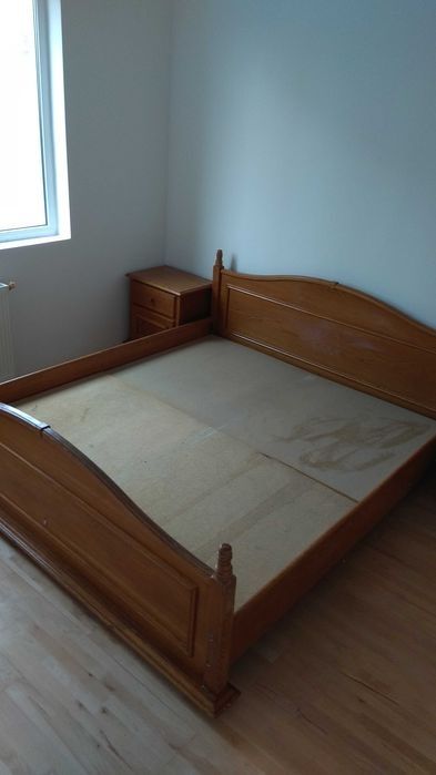 Set dormitor lemn masiv + 2 saltele 90x200 cadou