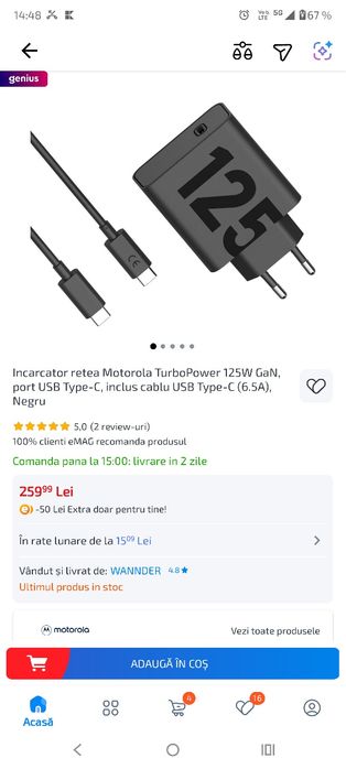 Încărcător ultra rapid 125 watts