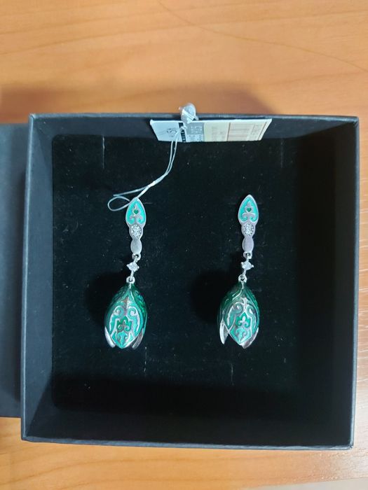 Серьги "Балауса" 295 проба, эмаль Италия