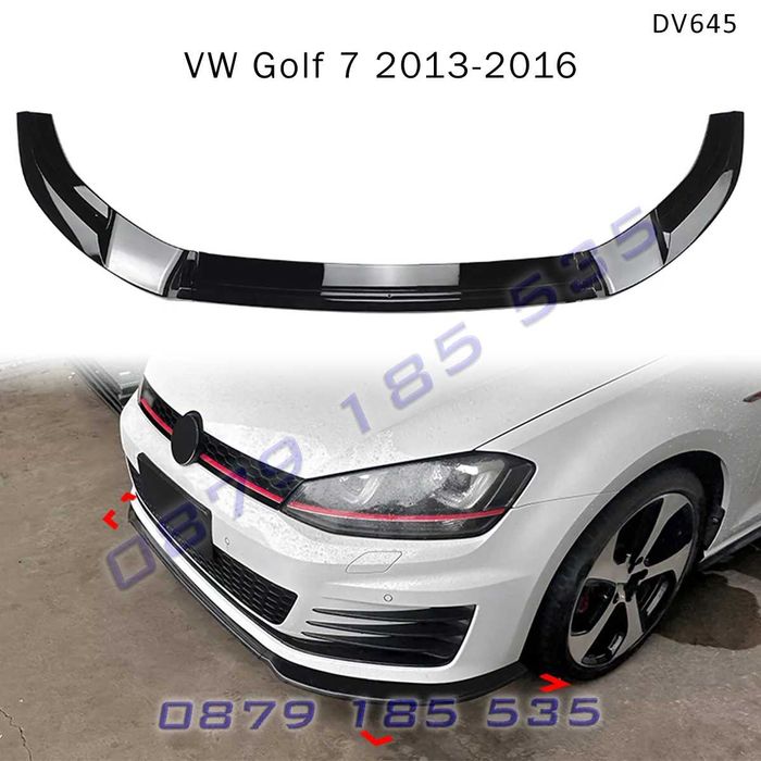 Черен лип спойлер предна броня GOLF 7 GTI R Line голф 6 р лайн тунинг