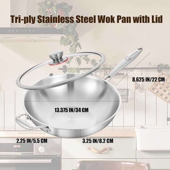 Wok LOLYKITCH de 34 cm din oțel inoxidabil
