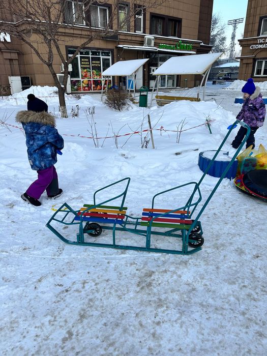 Санки двойные с колесами