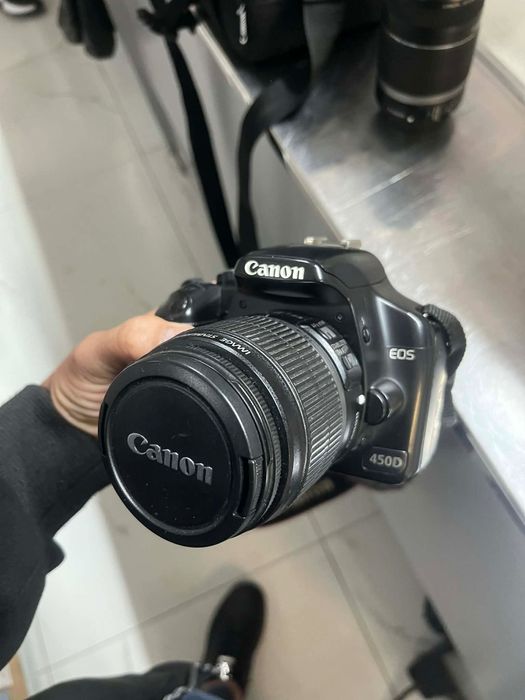 Canon 450 d 18-55efs 55-250 пълен комплект с чанта