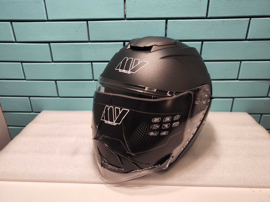 MY-835 джет каска с визьор, ECE 22.06, мат титан, S/XS N6