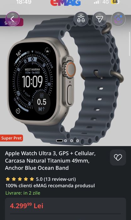 Apple watch Ultra 3 NOU 49MM Celullar Garantie 1 AN